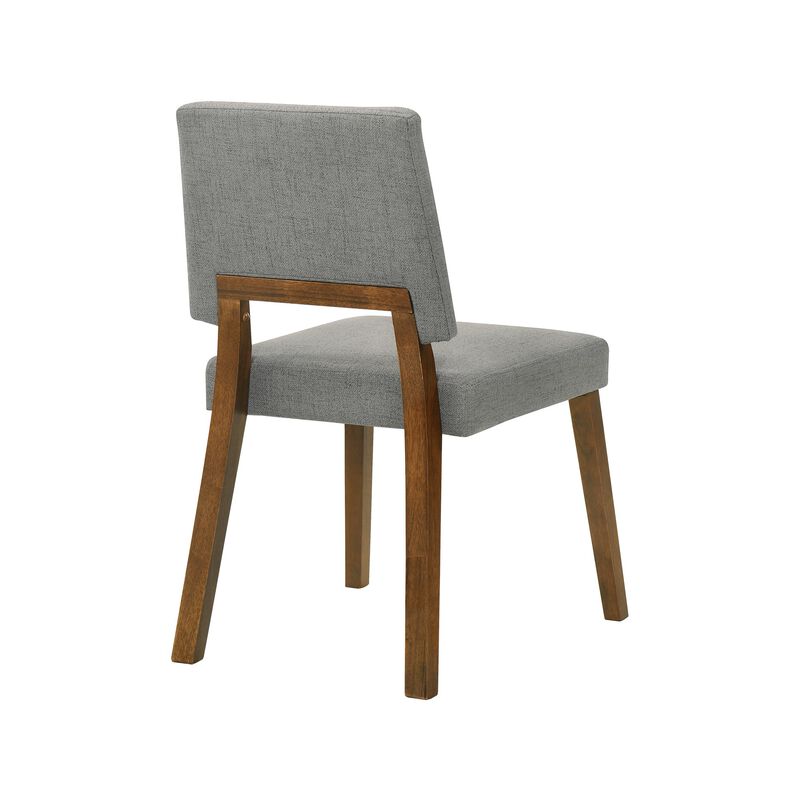 Yumi 5 Piece Dining Table Set, 4 Chairs, Charcoal Gray Fabric, Wood Brown - Benzara