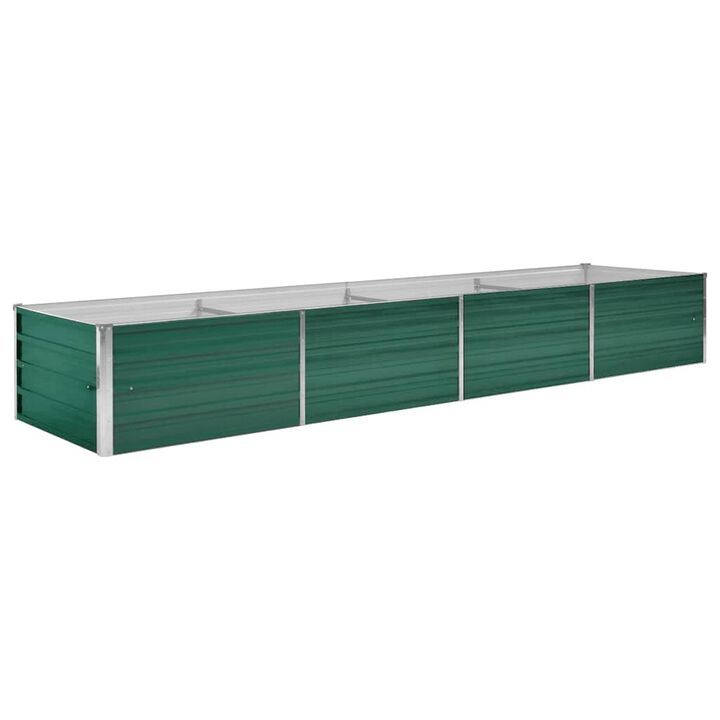 Outdoor Raised Garden Flower Bed, 126 Inch Green Galvanized Steel - Benzara
