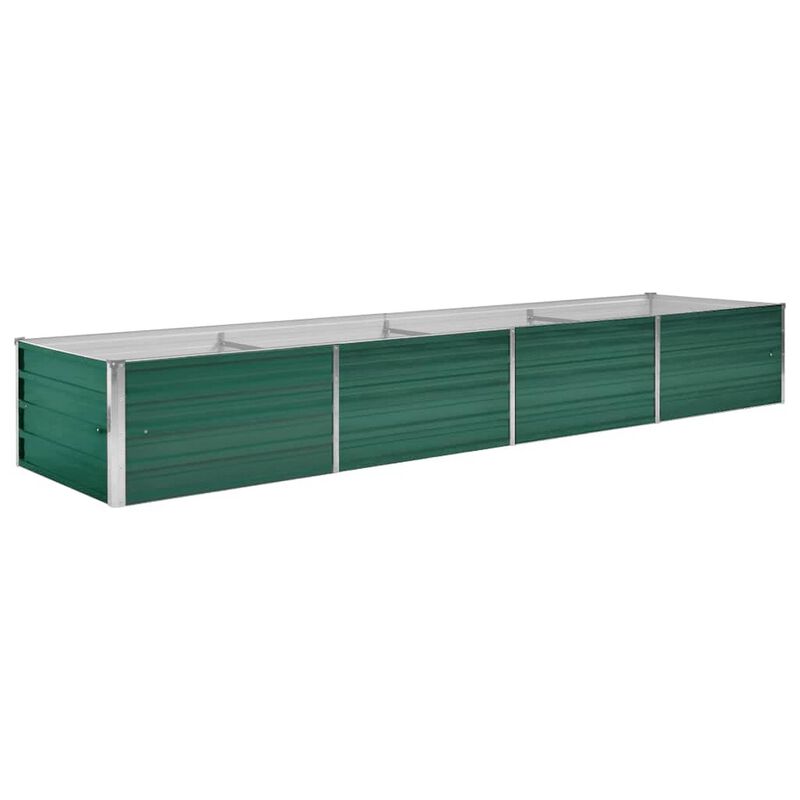 Outdoor Raised Garden Flower Bed, 126 Inch Green Galvanized Steel - Benzara