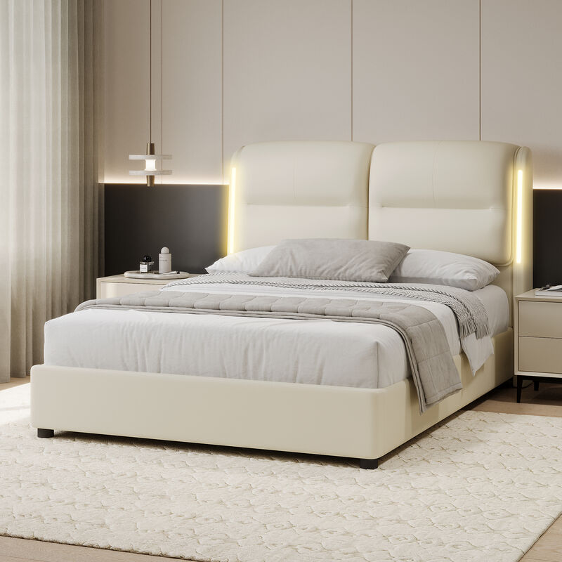 Merax Hydraulic Platform Bed with Lift Up Storage
