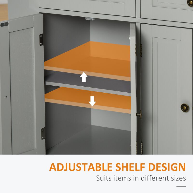 Gray Kitchen Assistant: Rolling Island with Rubber Wood Top and Storage