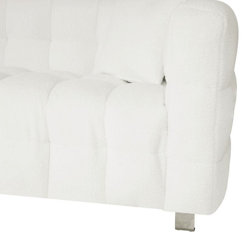 Beige Plush Sofa with Throw Pillows & Hardware Support