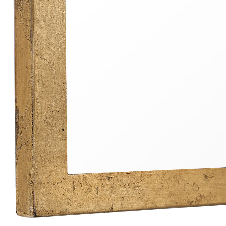 Sleek Elongated Quatrefoil Frame Mirror, Gold-Benzara
