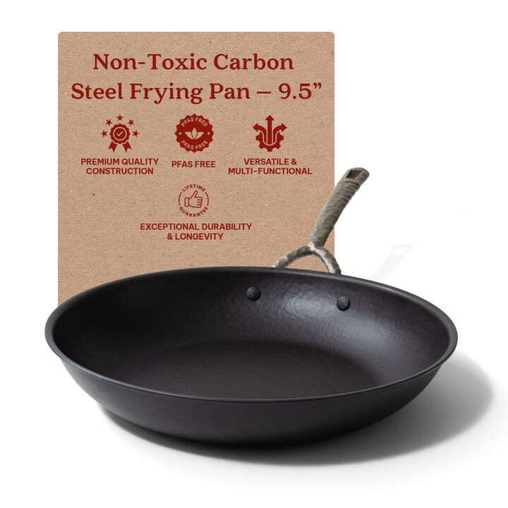 Alva Artist Carbon Steel Pan Pre-Seasoned with Natural Mineral Oil, Non Toxic Hammered Carbon Steel Nonstick Frying Pan Skillet for Searing Steak, Compatible with All Stovetops & Induction Safe Alva Artist Carbon Steel Pan Pre-Seasoned with Natural Mineral Oil, Non Toxic Hammered Carbon Steel Nonstick Frying Pan Skillet for Searing Steak, Compatible with All Stovetops & Induction Safe