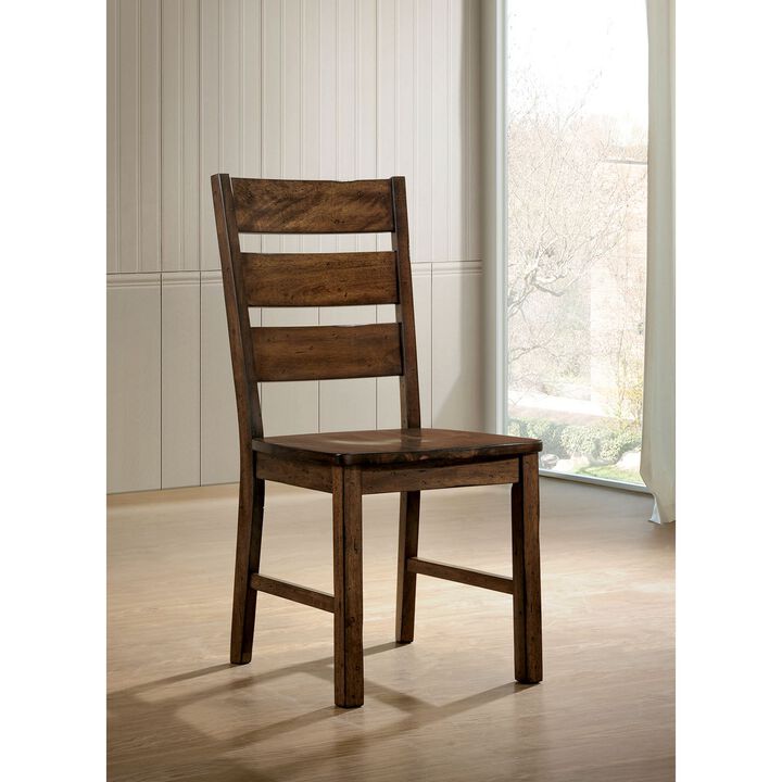 Wooden Side Chair With Block Legs, Brown, Pack Of Two-Benzara