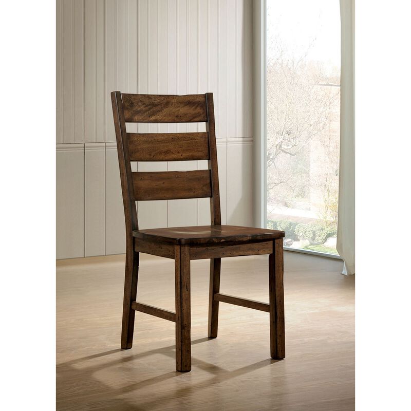 Wooden Side Chair With Block Legs, Brown, Pack Of Two-Benzara