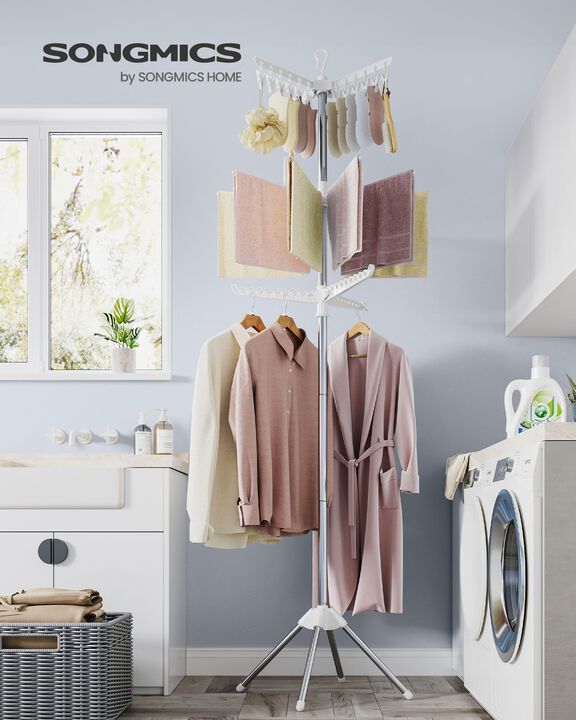 Quadripod Clothes Drying Rack - 3-Tier Foldable Stainless Steel Laundry Air-Drying Rack