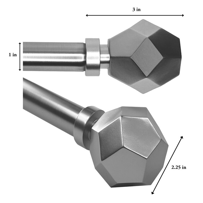 Esencial Convex Curtain Rod Set, Adjustable Length From 72" to 144"