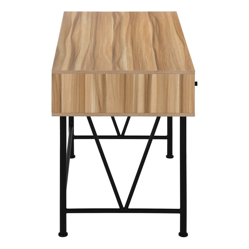 Monarch Specialties I 7672 Computer Desk, Home Office, Laptop, Storage Drawers, 48"L, Work, Metal, Laminate, Brown, Black, Transitional