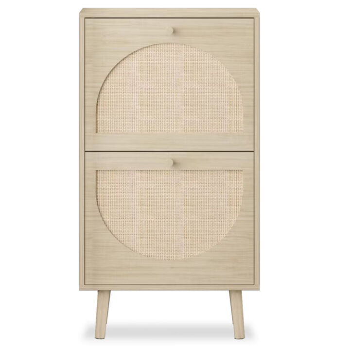 Shoe Storage Cabinet with 2 Rattan Drawers, Space-Saving Shoe Rack