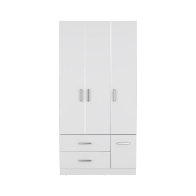 Sebree Armoire Wardrove 71", 4 Doors, Hanging Rod, 3 Cabinets, 6 Shelves, Black , Bedroom
