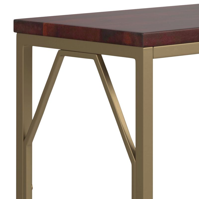 Simpli Home Selma Metal And Wood Accent Table In Cognac