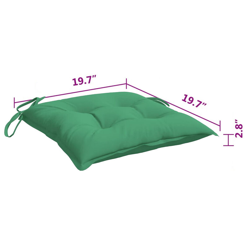 Kia Outdoor Cushions for Set of 2, Tufted Green Oxford Fabric - Benzara
