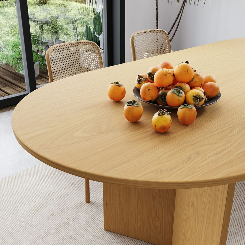 Brix 67V-Shaped Leg Oval Wooden Dining Table in BLACK Color(Seats 6)