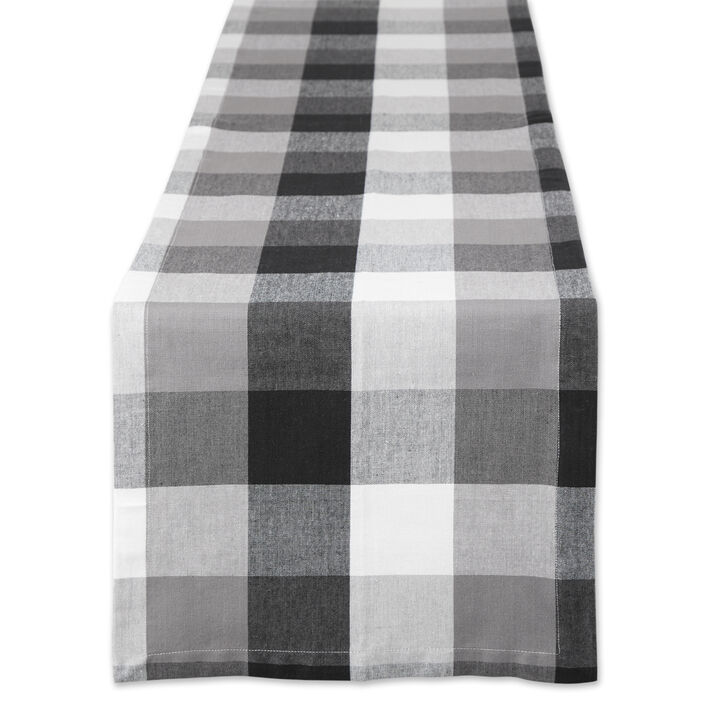 108" White and Black Checkered Table Runner
