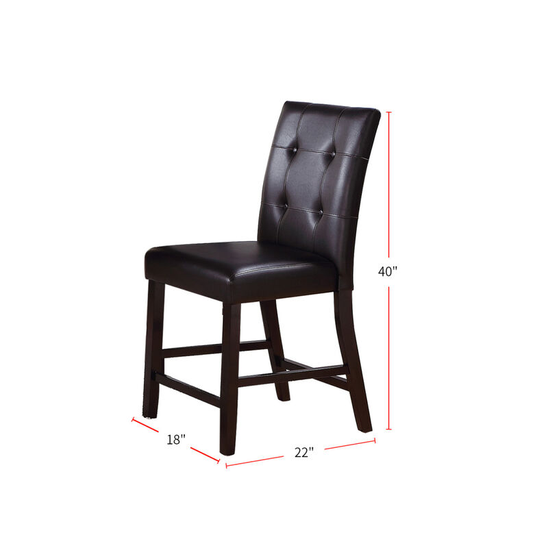 Leroux Upholstered Counter Height Chairs In Espresso Finish, Set Of 2