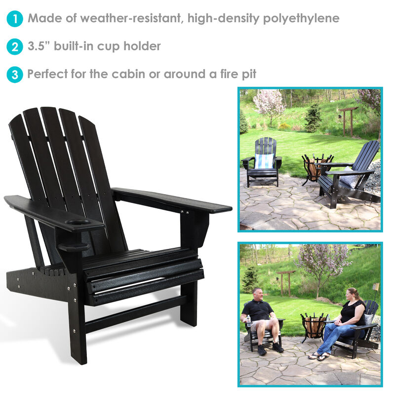 Sunnydaze Lake Style Adirondack Chair with Cup Holder