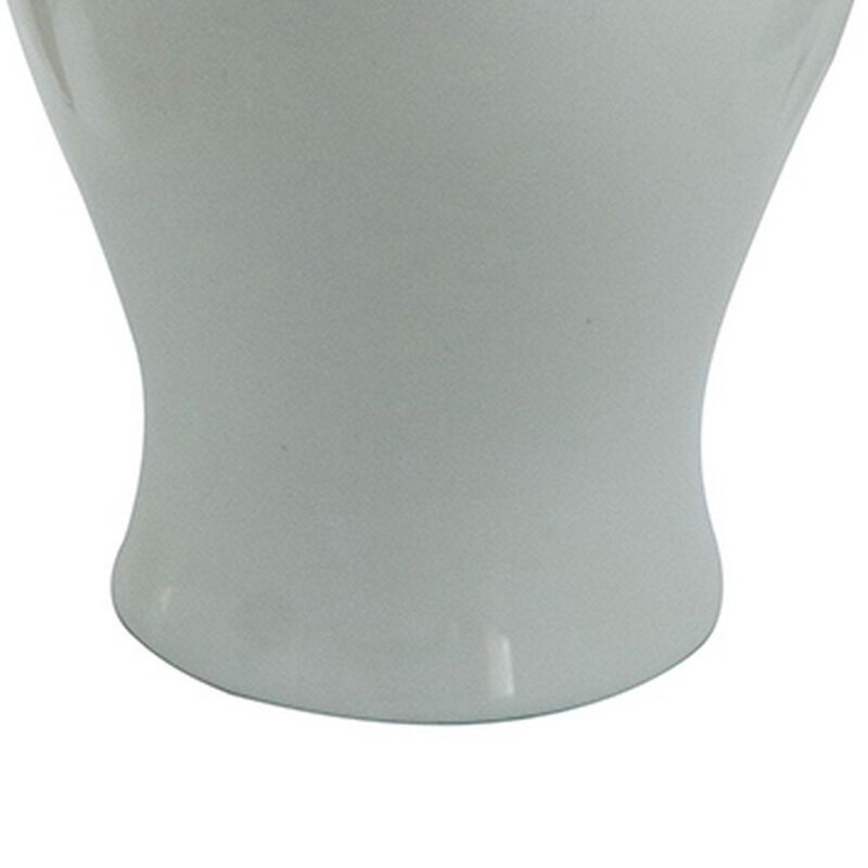 Deva 20 Inch Medium Porcelain Ginger Jar, Classic White Glossy Finish-Benzara