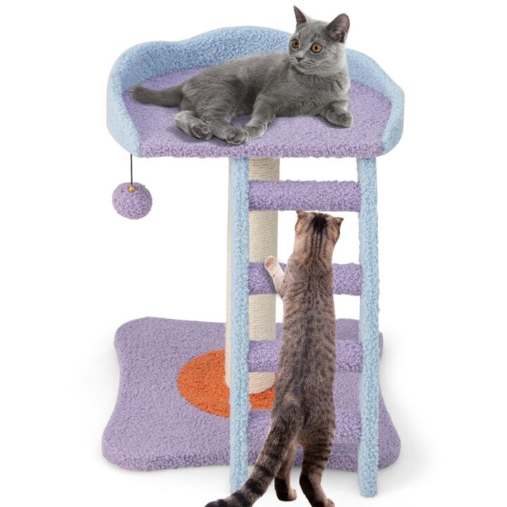 2-Storey Cat Tree Multi-Level Tower with Scratching Posts and Cozy Resting Spots for Cats