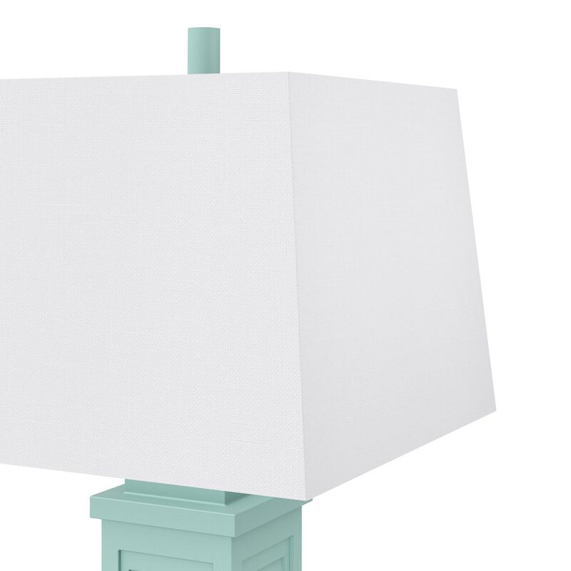 Lux Lighting Sea Horse Shutter 32” Resin Teal Lamp with USB, (Set of 2)