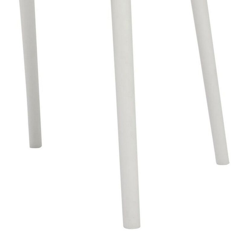 Gyna 14 Inch Kids Side Chair, Round Dotted Backrest, Armless, White - Benzara