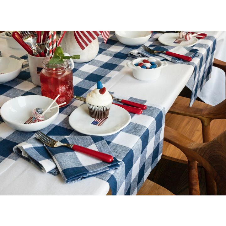 Solino Home 100% Pure Linen 14 x 19 Inch Placemats Set of 4 | Buffalo Check