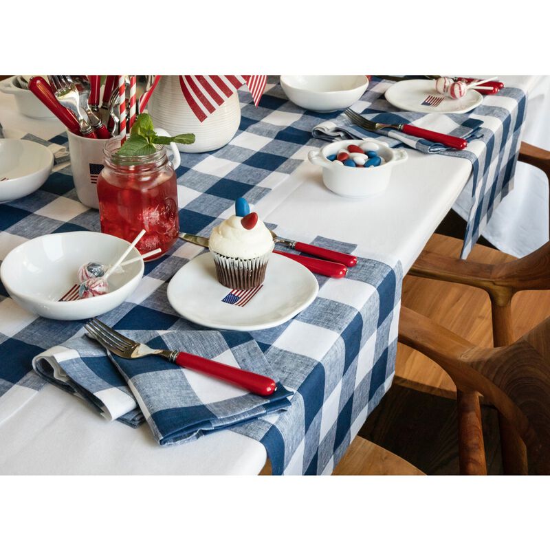 Solino Home 100% Pure Linen 14 x 19 Inch Placemats Set of 4 | Buffalo Check