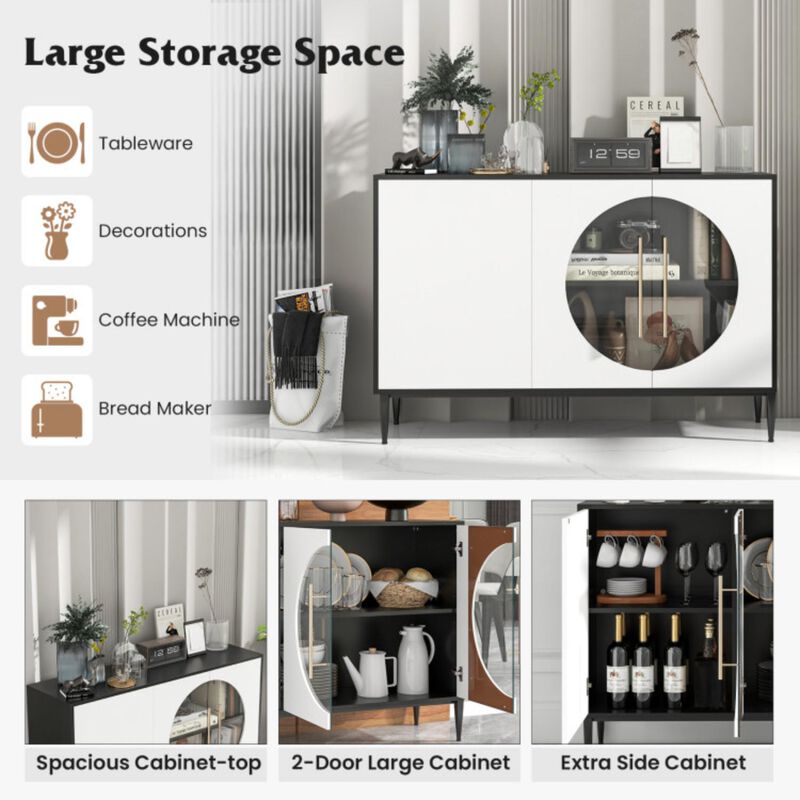 Hivvago Sideboard Cabinet with Tempered Glass Door for Living Room Dining Room Kitchen