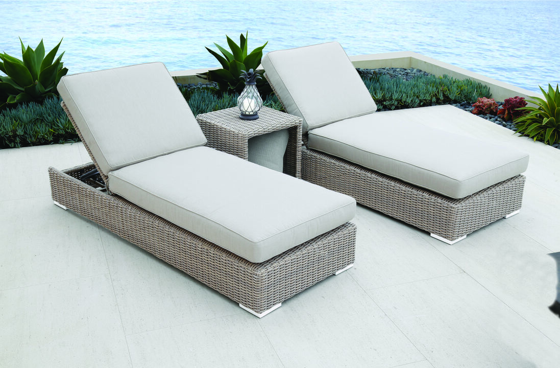 Coronado Adjustable Chaise in Canvas Flax w/ Self Welt