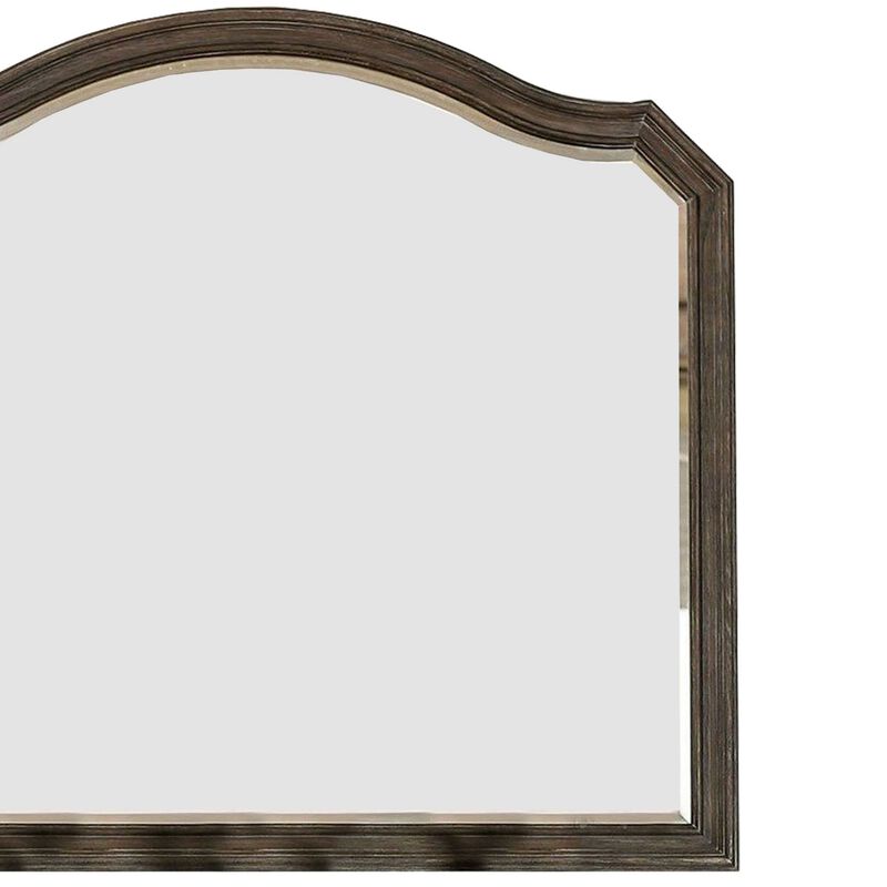 43.5 Inches Scalloped Mirror with Molded Details, Brown-Benzara