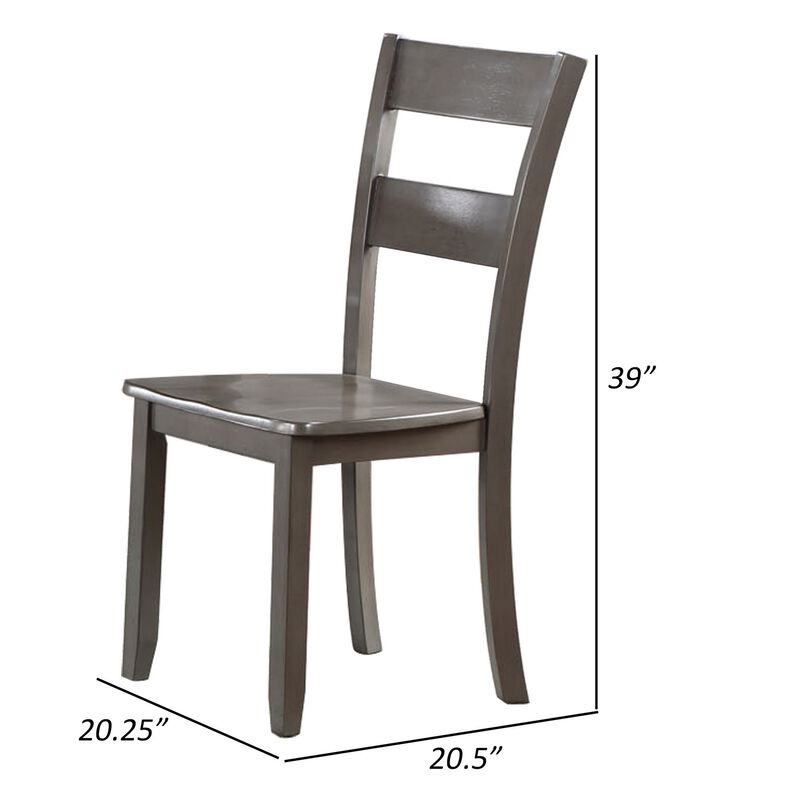 Kate 22 Inch Dining Side Chair Set of 2, Wood, Slatted Backrest, Brown - Benzara