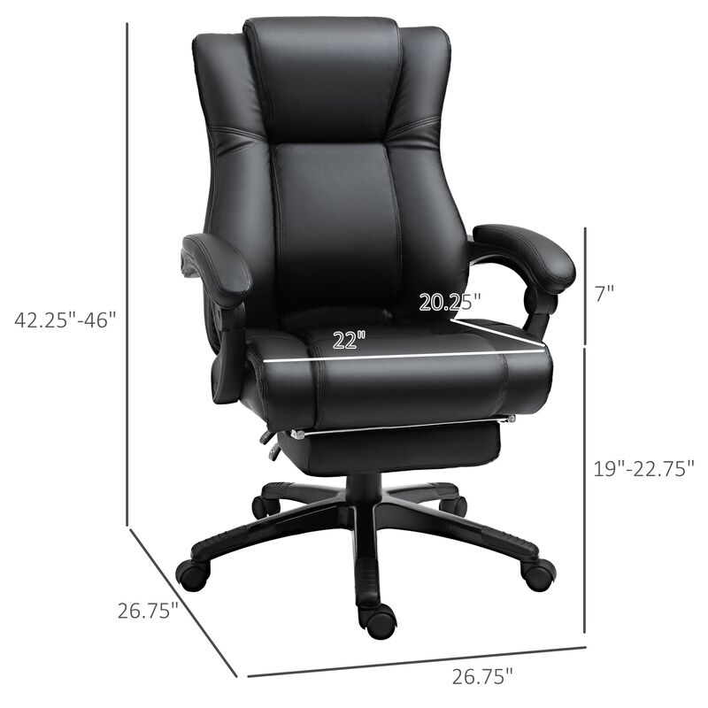 Black Executive Comfort: High Back Office Chair with Footrest