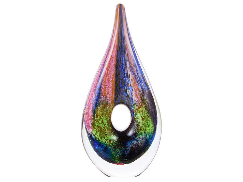 Hand Blown Abstract Hollow Tear Drop Sommerso Art Glass Sculpture