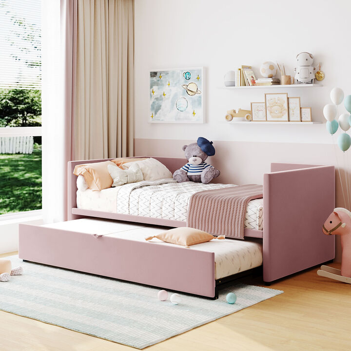 Merax Upholstered Daybed with Pop Up Trundle