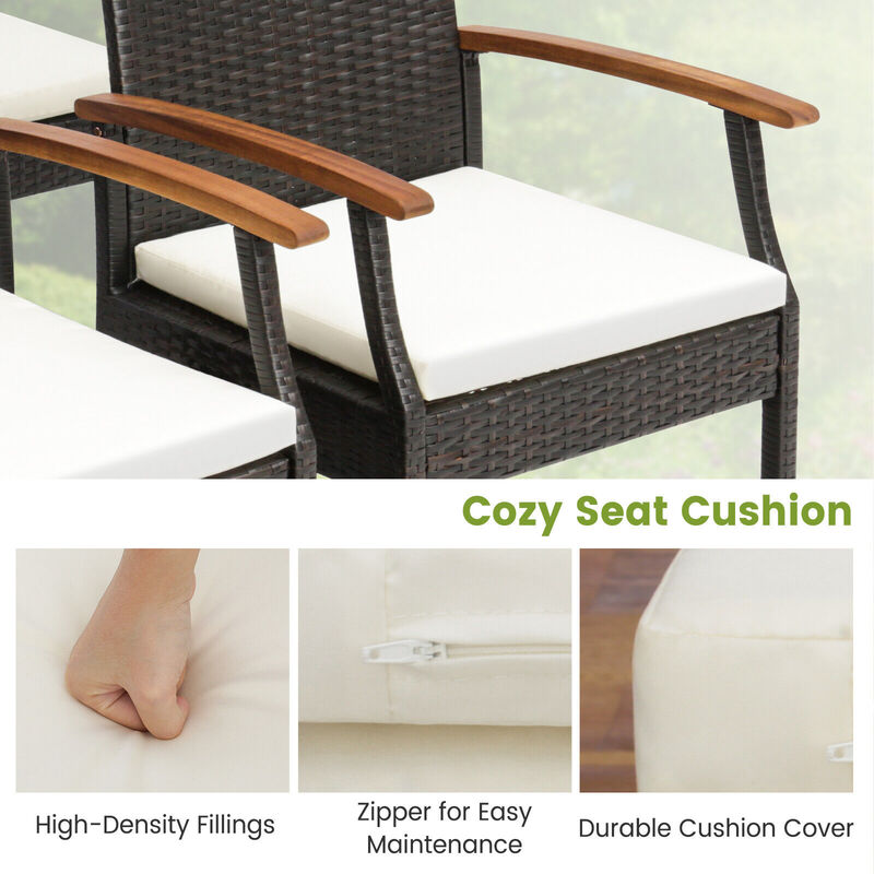 Patio Wicker Chair with Soft Zippered Cushion