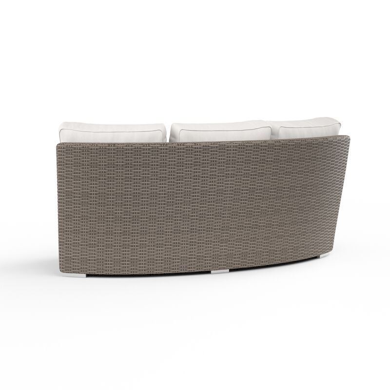 Coronado Curved Loveseat in Canvas Flax w/ Self Welt