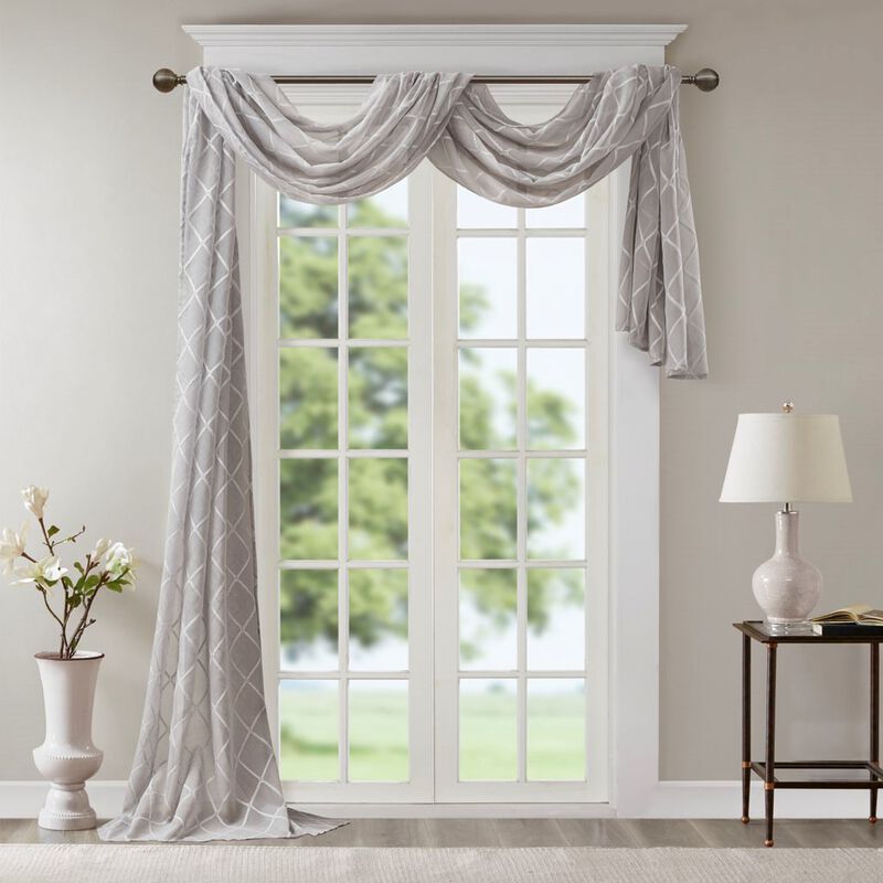 Gracie Mills Cyprian Diamond Embroidered Lightweight Sheer Window Scarf