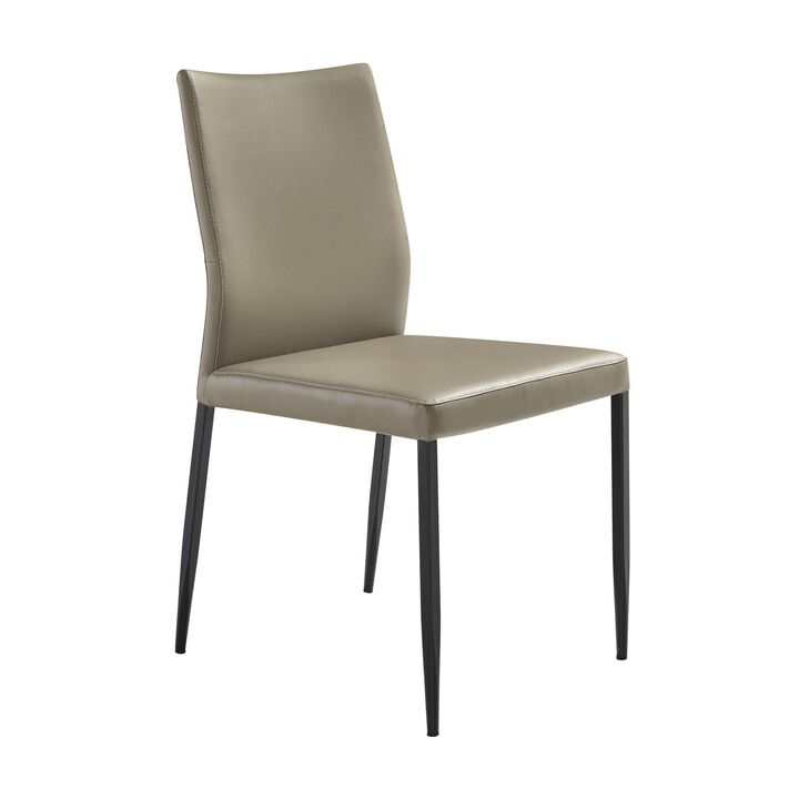 Ash 22 Inch Dining Chair Set of 2, Gray Faux Leather, Tall Curved, Black - Benzara
