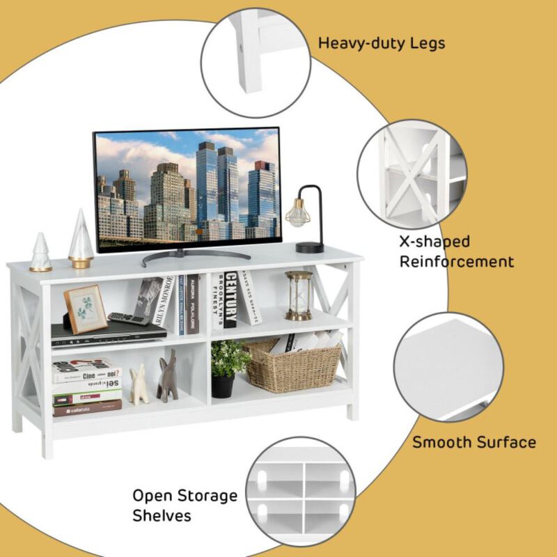 Hivvago Wooden TV Stand Entertainment for TVs up to 55 Inch with X-Shaped Frame