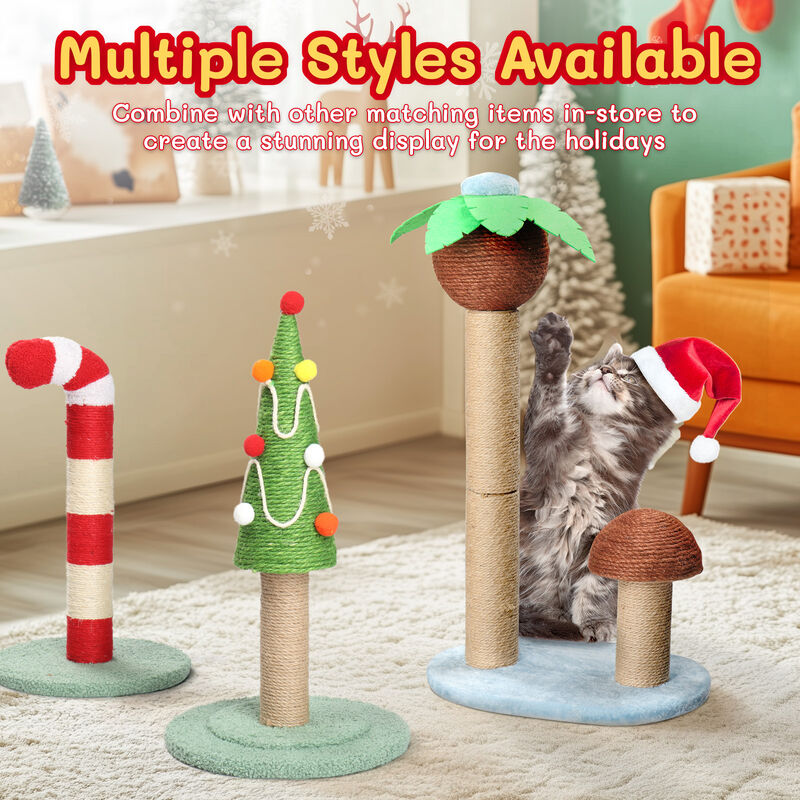 Tropical Palm Tree Cat Scratching Post, Fun Cat Scratcher with Sisal & Hanging Toys