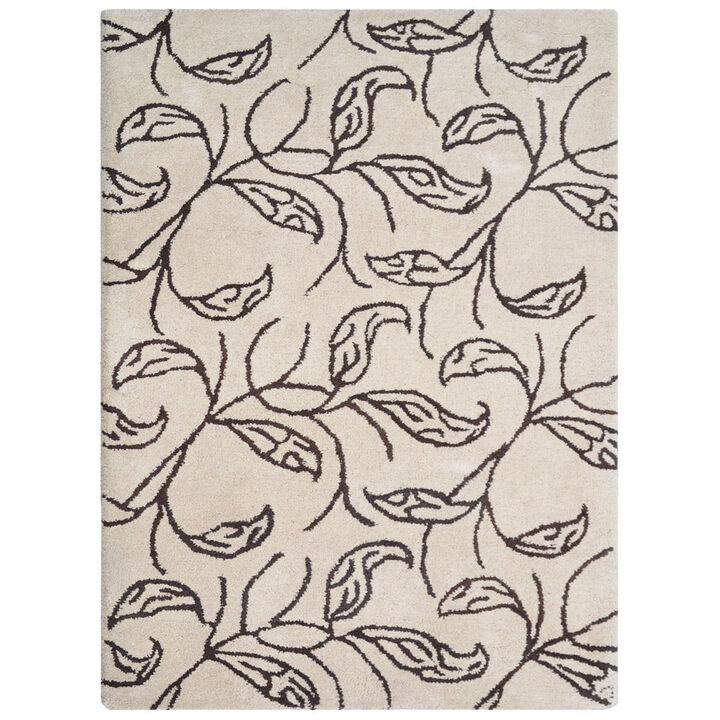 RUGSOTIC CARPETS HAND TUFTED WOOL ECO-FRIENDLY AREA RUGS  - 4'x6', Rectangle Shape, Beige & Brown, Floral Modern Design, High Pile Thick Handmade Area Rugs for Living Room, Bed Room (K00726)