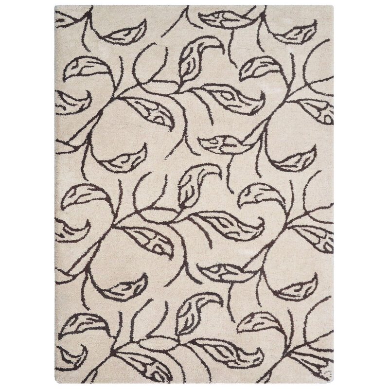 RUGSOTIC CARPETS HAND TUFTED WOOL ECO-FRIENDLY AREA RUGS  - 4'x6', Rectangle Shape, Beige & Brown, Floral Modern Design, High Pile Thick Handmade Area Rugs for Living Room, Bed Room (K00726)