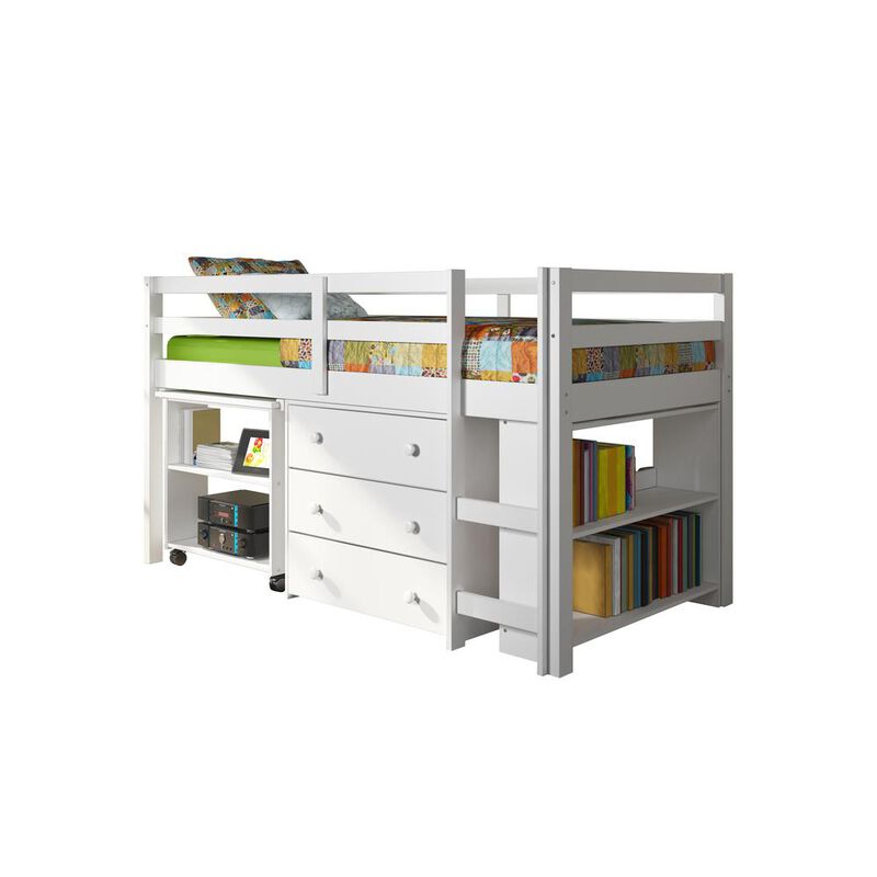 Donco Trading Twin Low Loft Includes Desk, Chest & Bookcase