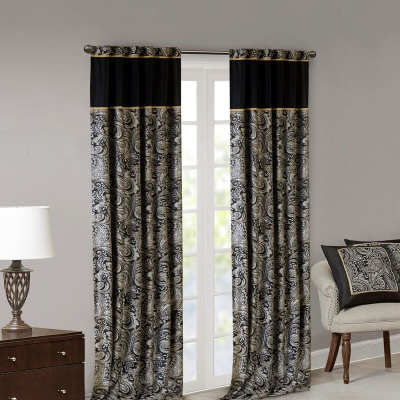 Gracie Mills Thornton Jacquard Curtain Panel Pair - 50x84"