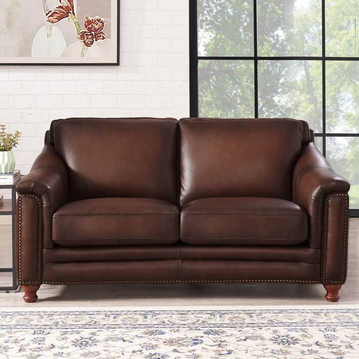 Belfast Top Grain Leather Loveseat