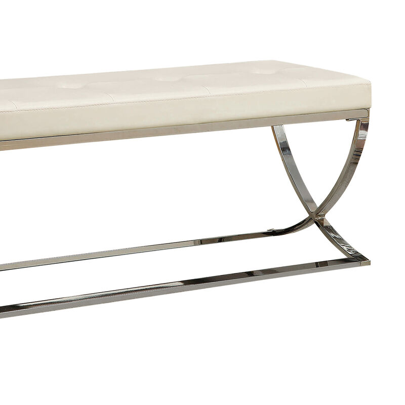 Modernly Charming Bench, White-Benzara