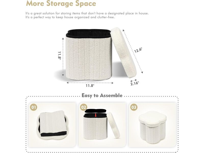 B FSOBEIIALEO Boucle Ottoman Seat for Dorm Room