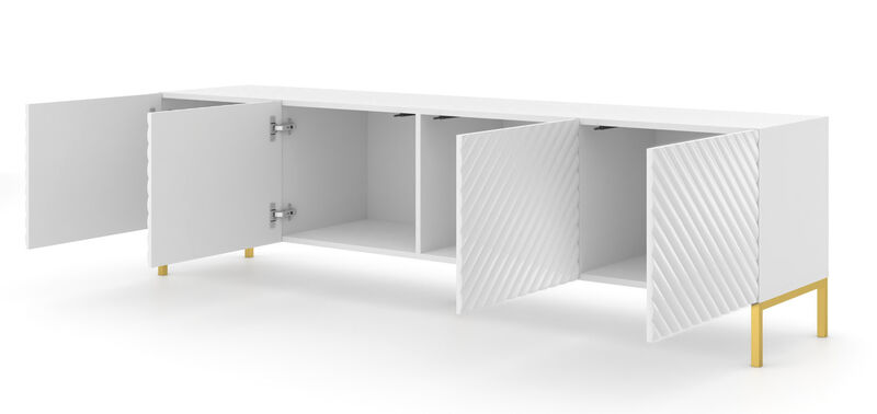 TV Cabinet SURF 78.58 in - Black High Gloss - Gold Legs
