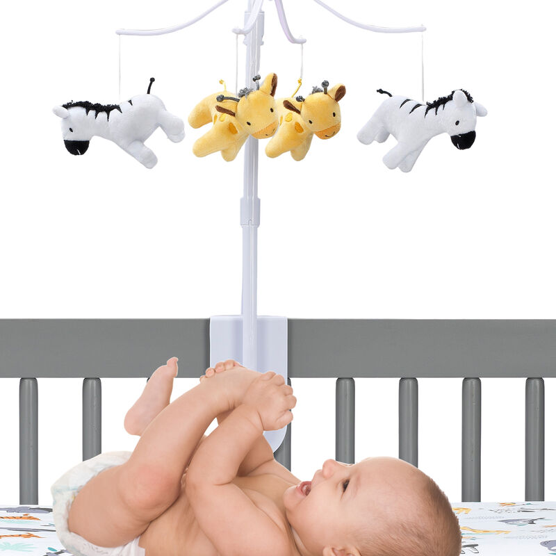 Bedtime Originals Mighty Jungle Animals Giraffe/Zebra Musical Baby Crib Mobile