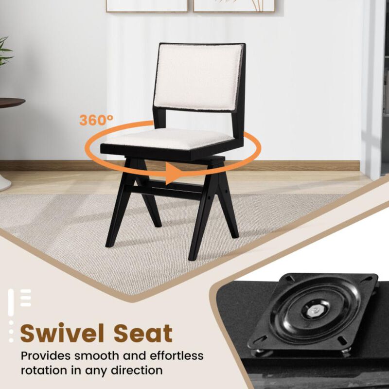 Hivvago Swivel Wooden Dining Chair Set of 2 with Rubber Wood Frame and Padded Seat-Black
